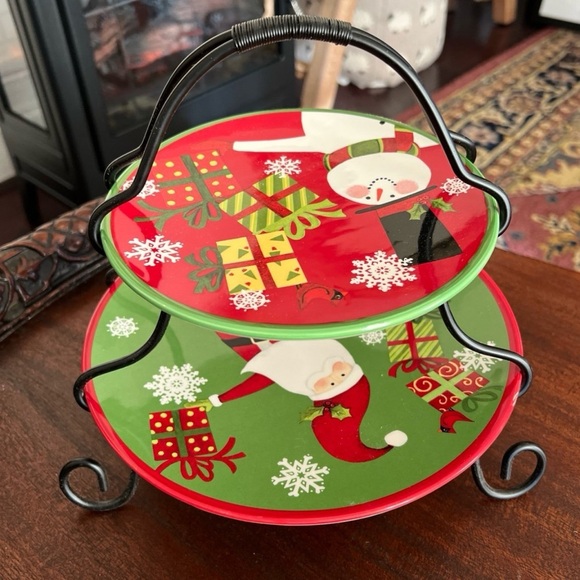 Santa & Snowman Two Tier Server by Certified International for Susan Winget - Picture 2 of 9